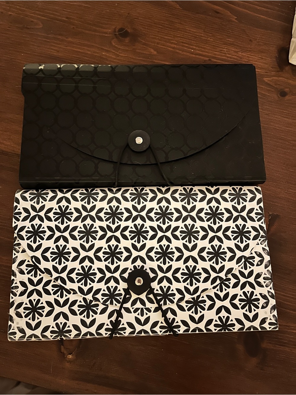 Black and White 13 pocket accordion file- Set of 2. 10.25 inches X 6inches.